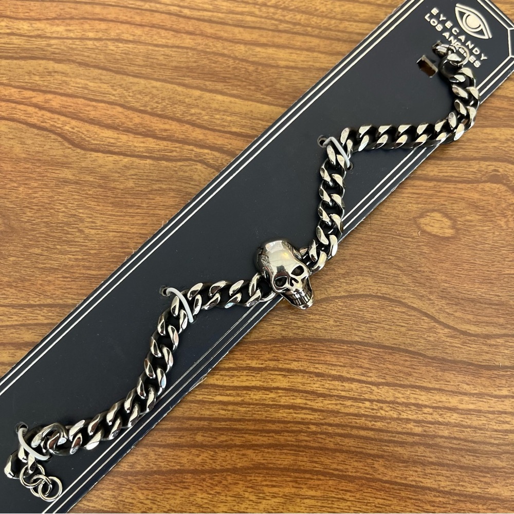 Silver Skull Chain Bracelet